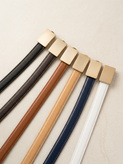 Women’s Slim Belt with Matte Gold Square Buckle – 2 cm Width, 110 cm Length