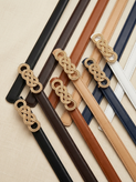 Women’s Slim Belt with Matte Gold Knot Buckle – 2 cm Width, 110 cm Length