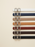 Women’s Double Round Buckle Belt – 2.5 cm Width, 110 cm Length