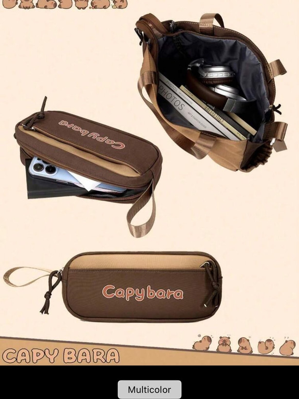 ست ۳ تکه کوله، کیف دستی و جامدادی طرح Capybara